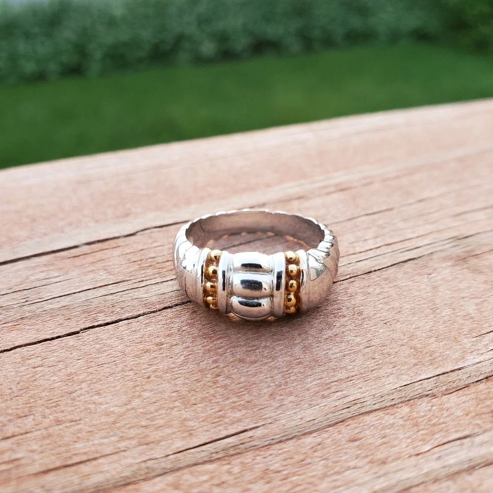 Vintage Silver & Gold Tone Ring (Size 6 1/2) - Picture 1 of 4